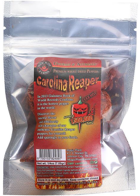 Whole Dried Premium Carolina Reaper Pods, 1/4oz.