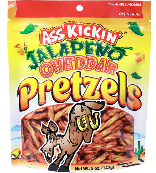 Ass Kickin' Jalapeno Cheddar Pretzels, 5oz.