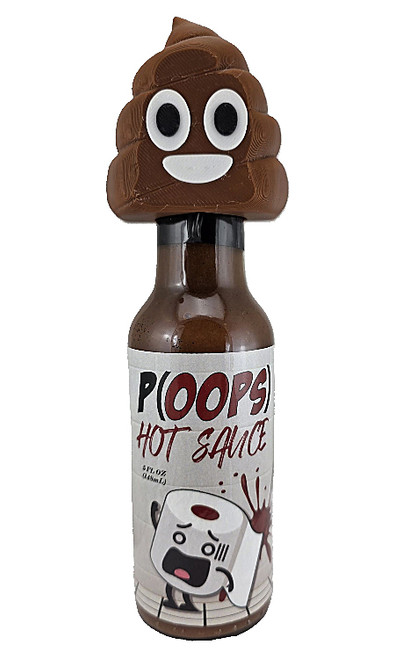 P(OOPS) Hot Sauce with Poop Emoji Bottle Head, 5oz.