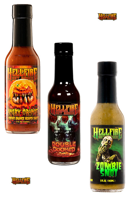 Hellfire Angry Doomed Zombie Hot Sauces Set, 3/5oz.