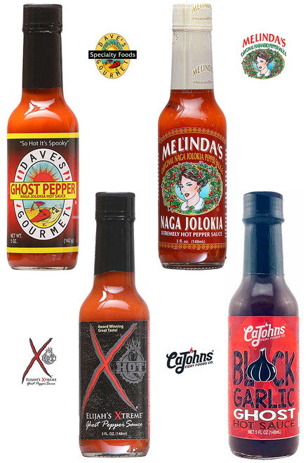 Best of Naga Jolokia (Ghost) Pepper Hot Sauces Gift Set, 4/5oz.