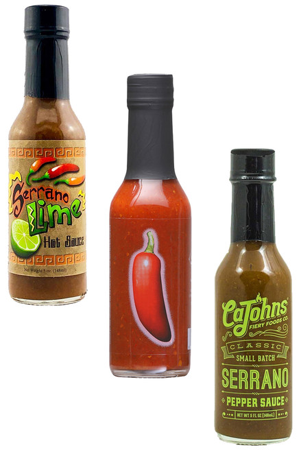 Best of Serrano Pepper Hot Sauces Set, 3/5oz.