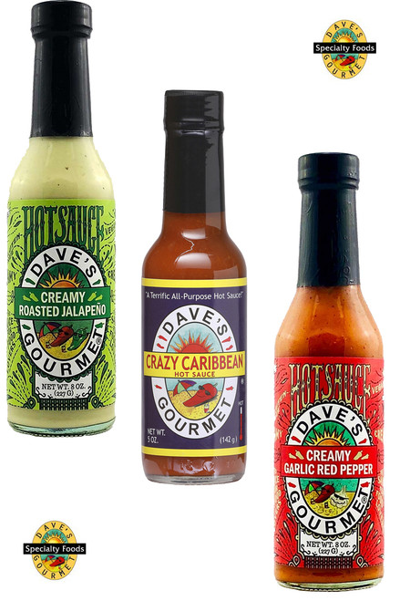 Dave's Gourmet Insanity Mildest Hot Sauces Gift Set, 1/5oz, 2/8oz.