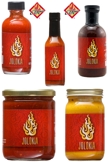 Jolokia 10 Hot Sauces Variety Gift Set, 2oz, 5oz, 9oz, 12oz, 16oz.