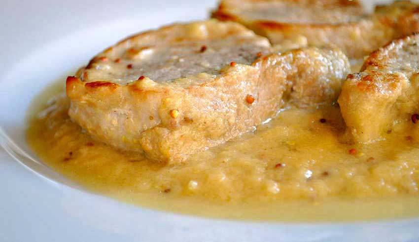 Pork tenderloin with mustard sauce